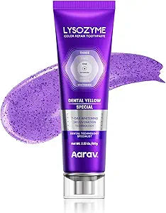 Aarav Purple Whitening for Teeth Toothpaste: Fluoride Free, Color Neutralizing Formula with Lysozyme & Prebiotics to Whiten Teeth, Strengthen Enamel & Deep Clean, 1 Pack, 3.52 oz