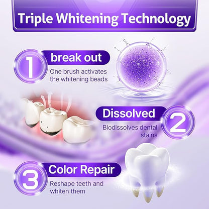 Aarav Purple Whitening for Teeth Toothpaste: Fluoride Free, Color Neutralizing Formula with Lysozyme & Prebiotics to Whiten Teeth, Strengthen Enamel & Deep Clean, 1 Pack, 3.52 oz